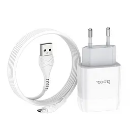 Зарядний пристрій Hoco C72A Glorious (1USB, 2.1А) White + кабель MicroUSB (6931474713001) - мініатюра 8
