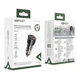 Автомобільний зарядний пристрій ACEFAST B12 60W (USB-A+USB-C) dual-port car charger чорний - мініатюра 2