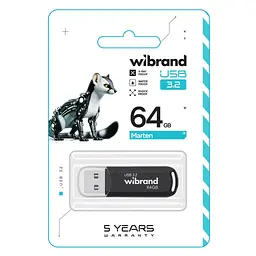USB флеш накопичувач Wibrand 64GB Marten Black USB 3.2 Gen 1 (USB 3.0) (WI3.2/MA64P10B) - мініатюра 2