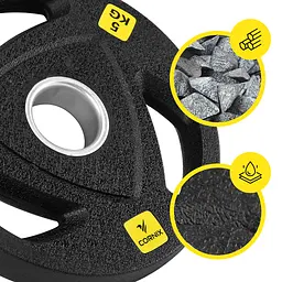 Диск олімпійський Cornix 1 x 5 кг 51 мм металевий, прогумований Black XR-0425 - мініатюра 3