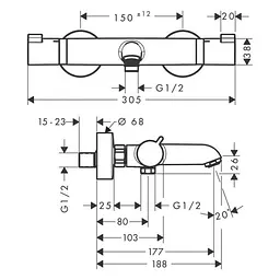 Термостат для ванни Hansgrohe Ecostat 13114670 Чорний матовий - мініатюра 2