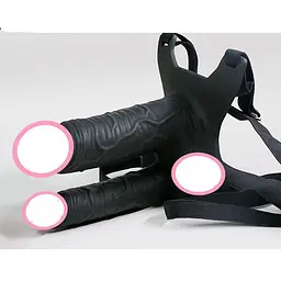 Страпон Lovetoy Unisex Hollow з вібрацією та 10 режимами Чорний - мініатюра 5