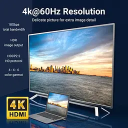 Кабель Vention HDMI M - M,20.0 м V2.0 Optical 4K 60Гц 18Gbps Dolby 7.1 PVC Black Zinc Alloy - мініатюра 6