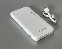 Портативний зарядний пристрій для телефона Power Bank Awei P5K 10000 mAh Павербанк USB білий - мініатюра 3