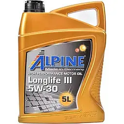 Олива моторна синтетична Alpine Longlife III 5W-30 C3 MB-229.51 VW-504.00/507.00 BMW LL-04 5 л (23441)