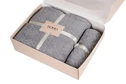 Набір рушників Soho Cold gray, в коробці, 35х75 см +70х140 см, 2 шт., сірий (1173К) - мініатюра 3