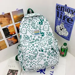 Рюкзак підлітковий No Brand 5154 31х13 см White-Green 13081-84482 - мініатюра 4