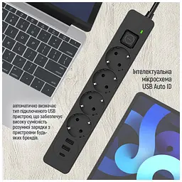 Мережевий фільтр живлення ColorWay CW-CHE432PDB, 4 розетки/3USB 2M (CW-CHE432PDB) - мініатюра 9