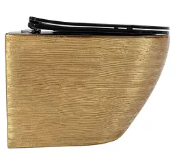 Підвісний унітаз Rea Carlo Tornado безободковий 49x36 см black з оздобленням brushed gold REA-C4330 - мініатюра 5
