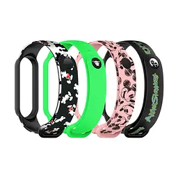 Комплект силіконових ремінців для фітнес браслетів Xiaomi Mi Band 5/6/7, Silicone, cartoon hand-drawn, зі зручною застібкою, на фітнес трекер та смарт годинник, ArmorStandart (ARM59730)