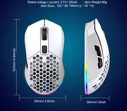 Миша бездротова HXSJ Т28 з акумулятором та RGB підсвічуванням 2,4G+Bluetooth White - мініатюра 5