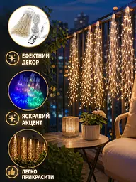 Гірлянда LED 10 м теплий білий і мультиколір мікс на USB IP44 (49675988) - мініатюра 3