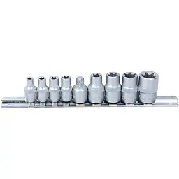 Набір насадок Sigma Torx (4 шт 1/4" 4шт 3/8") з перехідником на планці 9 шт CrV (6086541)