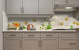Вініловий кухонний фартух Ромашковий чай 3Д наклейка для кухні текстура Напої Бежевий Happy Pocket Z181508 - мініатюра 5