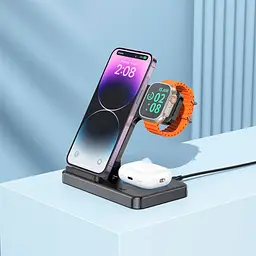 Док-станція — зарядна бездротова 3 в 1 — BOROFONE BQ26 Best 3-in-1 wireless fast charger - мініатюра 5
