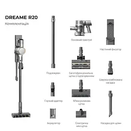 Вертикальний + ручний пилосос 2 в 1 Dreame Cordless Vacuum Cleaner R20 (VTV97A) - мініатюра 2