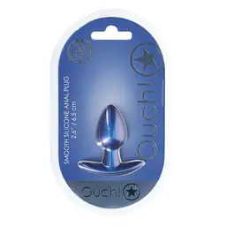 Анальна пробка Ouch! Smooth Anal Plug Metallic S 6.5 см (синій) - мініатюра 3