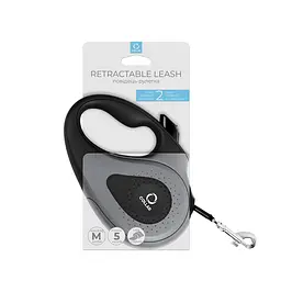 Повідець-рулетка Collar для собак, розмір M, 25 кг, 5 м, світловідбивна стрічка, чорний - мініатюра 3