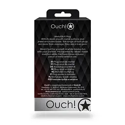 Анальная пробка Ouch! Metal золотистая с кристаллом - мініатюра 8