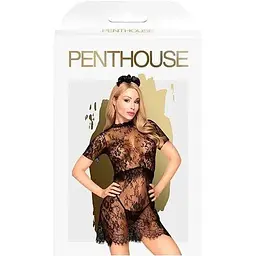 Комплект плаття з баскою, прикрасою та стрінгами Penthouse Poison Cookie Black L/XL