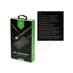 Концентратор Vinga USB2.0 to 4*USB2.0 HUB (VHA2A4N) - мініатюра 4