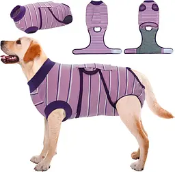 Післяопераційна попона для собак Wan Talk Recovery Suit, Violet Stripe, 6XL - мініатюра 2