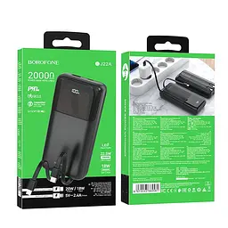 Зовнішній акумулятор із 2 кабелями Borofone BJ22A fully compatible with cable 20000mAh чорний - мініатюра 5