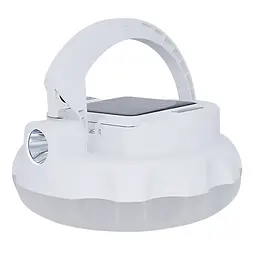 Сонячна LED лампа 200W, 4800 mAh, біла | IP66 | 360° світло + ліхтар | Зарядка USB-C | Гачок і магніт