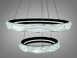 Стильна підвісна LED-люстра для кафе Diasha 583-600+400BK чорна, 2 кільця, 152Вт, 60 см, 15-21m² - мініатюра 3