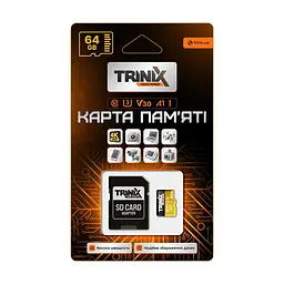 Карта пам’яті Trinix 64GB miсroSDXC з SD-адаптером U3 V30 A1 (90-00035) - мініатюра 3