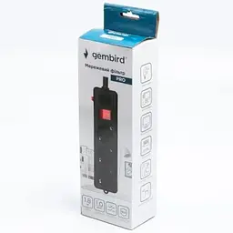 Фільтр живлення Gembird Pro 3 розетки, 1.8м, чорний (SPG3-G-6B-PRO)
