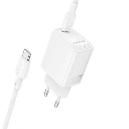 Мережевий зарядний пристрій з кабелем Borofone BN26 Fuente single-port PD20W charger set (C to C) (EU) білий - мініатюра 3