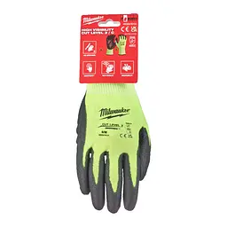Рукавиці робочі сигнальні Hi-Vis Milwaukee з опором порізам 3/C рівня розмір 8/M - мініатюра 3