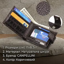 Оригінальний чоловічий гаманець із натуральної фактурної шкіри Canpellini 21513 коричневий - мініатюра 3