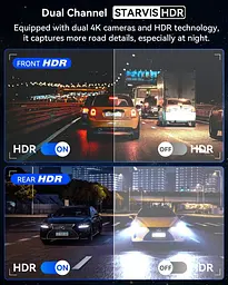 Двоканальна камера IIWEY 4K Dash Cam спереду ззаду, 3-дюймовий IPS-екран, 5G Wi-Fi 64GB SD-карта в комплекті, 4K 2160P - мініатюра 7