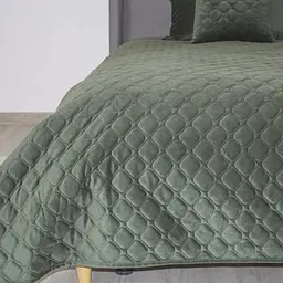 Покривало ТЕП євро Velour Ромб круглий 4-00518_33938 240х260 см темно-зелене - мініатюра 4