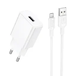 Мережевий зарядний пристрій BOROFONE BA110A Lemi single port charger set (Micro) (EU) Білий
