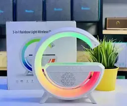 Настільна смарт лампа-нічник RGB 3 в 1 Rainbow Light-Wireless Charger-Speaker - мініатюра 2