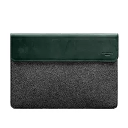 Чохол-конверт BlankNote із клапаном шкіра+фетр для MacBook 14" Зелений Crazy Horse - мініатюра 6