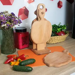 Комплект з чотирьох дерев'яних дощок з підставкою для кухні, Woodly Коричневий 85901 - мініатюра 4