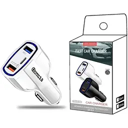 Автомобільний зарядний пристрій No Brand CWa 2USB Type-C PD35W QC 3.0 White (44050554) - мініатюра 5