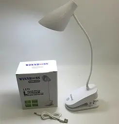 LED-лампа сенсорна світлодіодна настільна на прищіпці акумуляторна (знімний 18650) тепле, нейтральне та холодне світло WinBoss 1927 - мініатюра 2