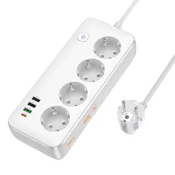 Мережевий подовжувач Hoco AC22 Sunlight 4-bit (PD30W/1C3A) Desktop Socket White