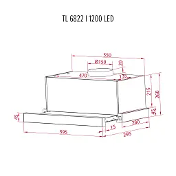 Витяжка телескопічна PERFELLI TL 6822 I 1200 LED - мініатюра 12