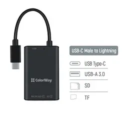 Зчитувач флеш-карт ColorWay USB-C to USB 3.0/SD/MicroSD (CW-CR-02) - мініатюра 5