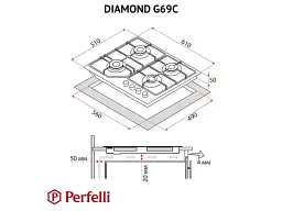 Варильна поверхня Perfelli DIAMOND G69C BIANCO - мініатюра 4