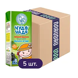 Сік Чудо-чадо Яблуко-ягода освітлений стерилізований 1 л (5 шт. x 200 мл)