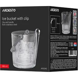 Відро для льоду Ardesto Iceberg зі щипцями 980 мл прозорий (AR5045) - мініатюра 7