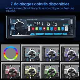 Автомобільне радіо Bluetooth Stereo Wireless AM/FM Автомобільне радіо 1 Din USB/Aux/SD/MPS карта - мініатюра 6