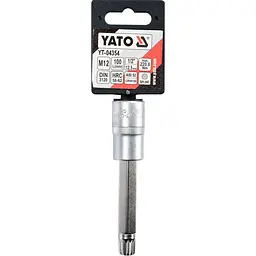 Головка торцева Yato квадрат 1/2" Spline подовжена M12 L= 100 мм (YT-04354) - мініатюра 2